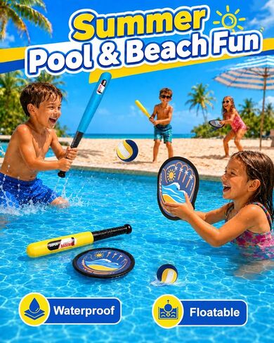 Toss and Catch Baseball Toys,Outdoor Sport Games for Kids and Family with Tball Bats and Toddler Baseball Glove and Sticky Soft Balls. Great for Yard Lawn Beach Pool and Indoor Fun in Kuwait