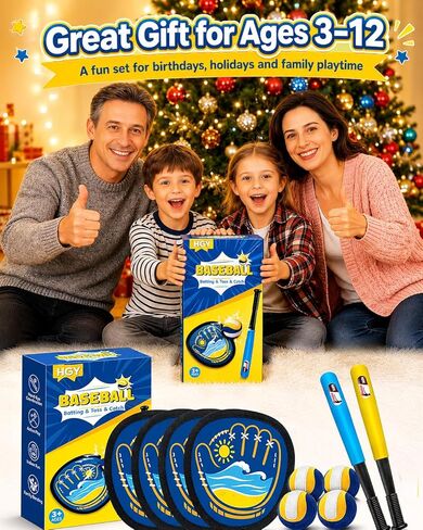 Toss and Catch Baseball Toys,Outdoor Sport Games for Kids and Family with Tball Bats and Toddler Baseball Glove and Sticky Soft Balls. Great for Yard Lawn Beach Pool and Indoor Fun in Kuwait
