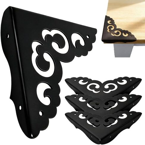 Metal Corner Protectors for Wood Boxes Furniture, Vintage Decorative Corner Guards for Box Door Table Furniture Corner Edge Safety Guard Pack of 4 in Saudi Arabia