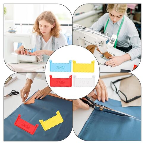 4Pcs Edge Stitch Lock & Sewing Gauge, 2mm/3mm/4mm/5mm Stitch Needle Guide for Hand Sewing, Clip-On Quilting Ruler Straight Even Needle Gauge Templates Tool for Embroidery Fabric Patchwork in Kuwait