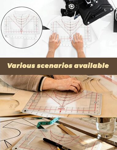 دليل مسطرة تي شيرت للضغط الحراري والفينيل، أداة قياس قميص PVC الشفاف لتوسيط التصميمات على HTV وفراغات التسامي، ومستلزمات وإكسسوارات الخياطة اليدوية in Kuwait