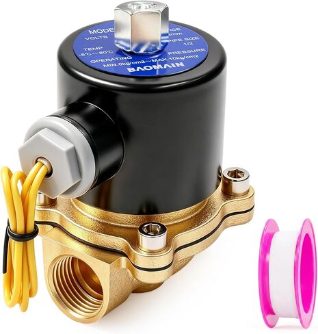 Baomain Pneumatic 1/2 Inch 12V/24V/110V/220V Normally Open 2 Way Brass Electric Solenoid Valve for Water,Air 2W-160-15K (DC 12V) in Saudi Arabia