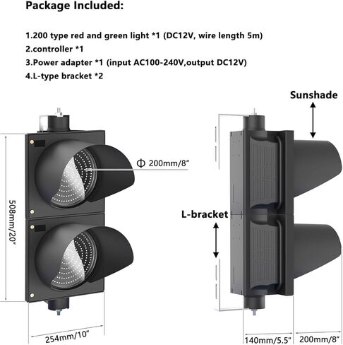 Traffic Light Lamp, Red/Green Traffic Signal with Controller,for Outdoor Garages, Wharf Construction Sites in Kuwait