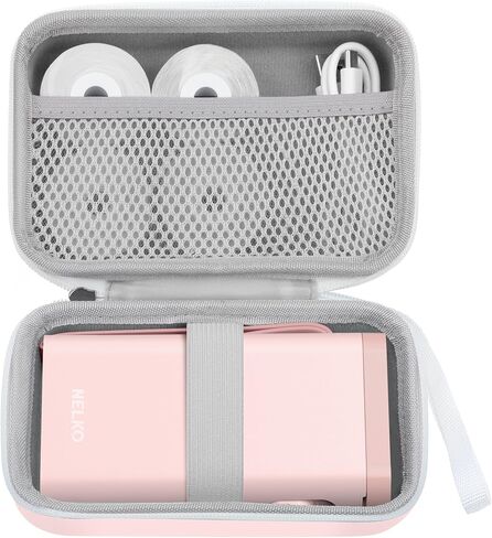 Nelko Genuine Case Compatible P21 Label Maker, Compatible with Most Mini Label Printers, for Labeler Makers & Labeling Tapes, Box with Mesh Pocket for Batteries Accessories (Case Only), Pink in Saudi Arabia