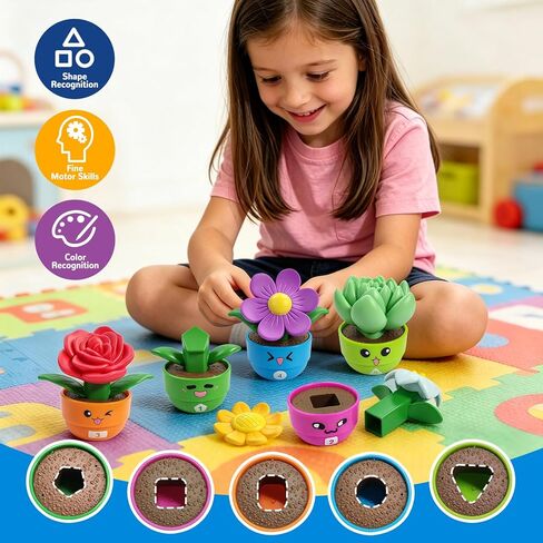 5 Sets Flower Garden Toddler Toys, Kids Gardening Building Toy, Color Shape Sorting & Stacking Game, Montessori Preschool Learning Activities for Toddlers 1 2 3 Year Old in Saudi Arabia