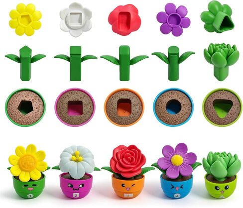 5 Sets Flower Garden Toddler Toys, Kids Gardening Building Toy, Color Shape Sorting & Stacking Game, Montessori Preschool Learning Activities for Toddlers 1 2 3 Year Old in Saudi Arabia