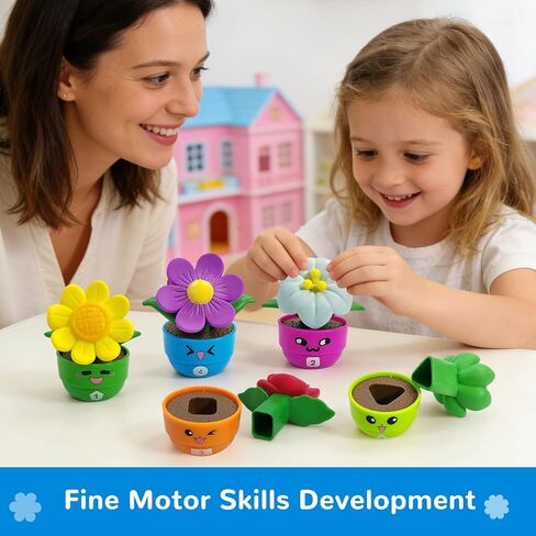 5 Sets Flower Garden Toddler Toys, Kids Gardening Building Toy, Color Shape Sorting & Stacking Game, Montessori Preschool Learning Activities for Toddlers 1 2 3 Year Old in Saudi Arabia