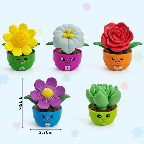 5 Sets Flower Garden Toddler Toys, Kids Gardening Building Toy, Color Shape Sorting & Stacking Game, Montessori Preschool Learning Activities for Toddlers 1 2 3 Year Old in Saudi Arabia