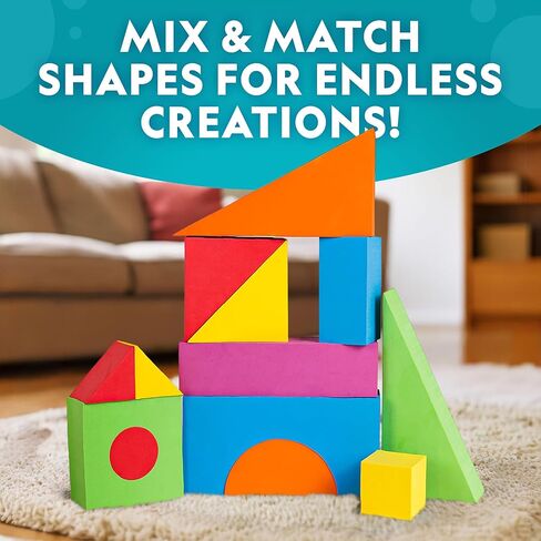 National Geographic Kids Jumbo Foam Blocks – 30-Piece Foam Building Blocks for Toddlers & Preschoolers, Soft Stackable Blocks with Storage Bag, Early Learning & Sensory Building Toy in Kuwait