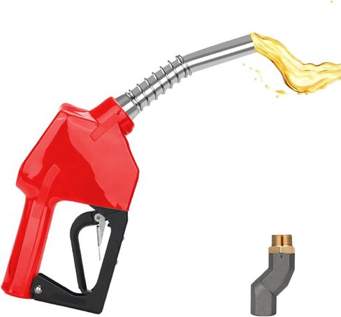 3/4" NPT Auto Shut-Off Fuel Nozzle, Gas Pump Nozzle with 3-Speed Padlock (9-16 GPM) - 360° Swivel Hose for Gasoline, Diesel, Biodiesel B20, E15 & Kerosene (Soft Red) in Kuwait