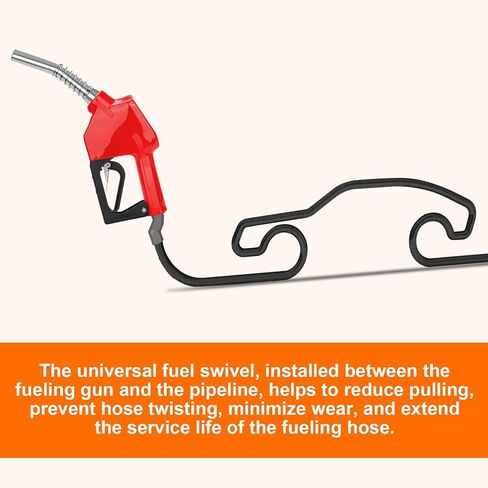 3/4" NPT Auto Shut-Off Fuel Nozzle, Gas Pump Nozzle with 3-Speed Padlock (9-16 GPM) - 360° Swivel Hose for Gasoline, Diesel, Biodiesel B20, E15 & Kerosene (Soft Red) in Kuwait