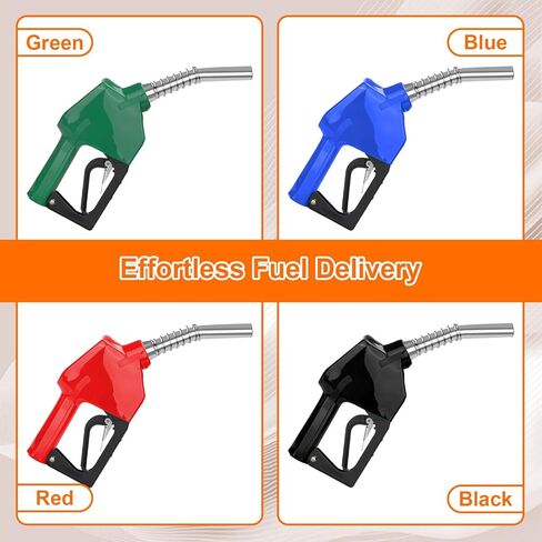 3/4" NPT Auto Shut-Off Fuel Nozzle, Gas Pump Nozzle with 3-Speed Padlock (9-16 GPM) - 360° Swivel Hose for Gasoline, Diesel, Biodiesel B20, E15 & Kerosene (Soft Red) in Kuwait