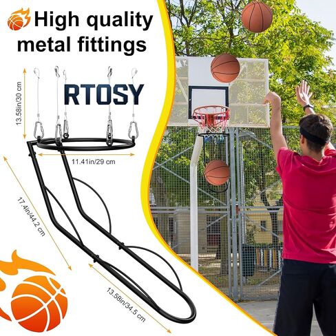 Basketball Return Attachment, Sturdy Metal Basket Ball Return Training Aid, Ideal for Single-Person Outdoor or Indoor Basketball Shooting Training in Saudi Arabia