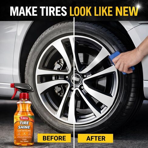 Tire Coating Agent, Extral Glossy Tire & Wheel Shine Spray, Deep Rubber Black Finish & Protectant Long Last Shine & Sealeant Coating for Car, SUV, Trucks-Back to Showroom Look-500ml in Kuwait