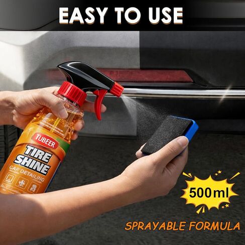 Tire Coating Agent, Extral Glossy Tire & Wheel Shine Spray, Deep Rubber Black Finish & Protectant Long Last Shine & Sealeant Coating for Car, SUV, Trucks-Back to Showroom Look-500ml in Kuwait