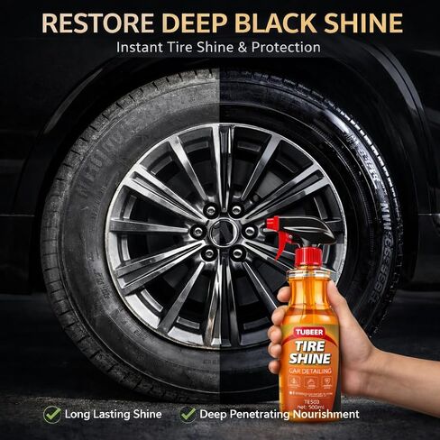 Tire Coating Agent, Extral Glossy Tire & Wheel Shine Spray, Deep Rubber Black Finish & Protectant Long Last Shine & Sealeant Coating for Car, SUV, Trucks-Back to Showroom Look-500ml in Kuwait