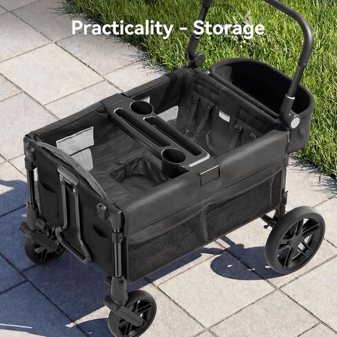 عربة أطفال Fldofaves Wagon للأطفال، عربة أطفال ذات 4 مقاعد للأطفال الصغار، عربة أطفال متعددة الأطفال، عربة أطفال شديدة التحمل مع مظلة، عربة أطفال كبيرة قابلة للطي للسفر في الهواء الطلق in Kuwait