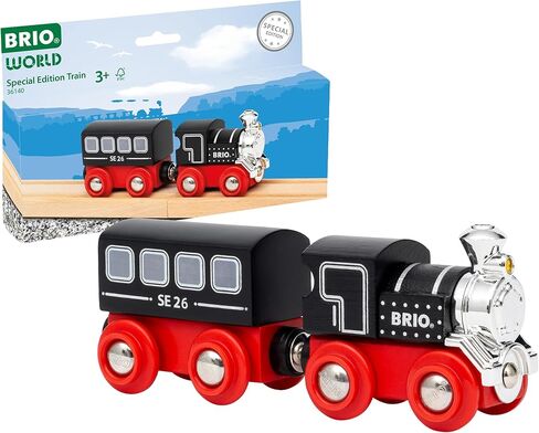 قطار BRIO World Special Edition Train 2026 - إصدار محدود من قطعتين قطار بخاري خشبي - تصميم قابل للجمع - يعمل مع جميع مجموعات السكك الحديدية العالمية - للأطفال من سن 3 سنوات فما فوق in Kuwait