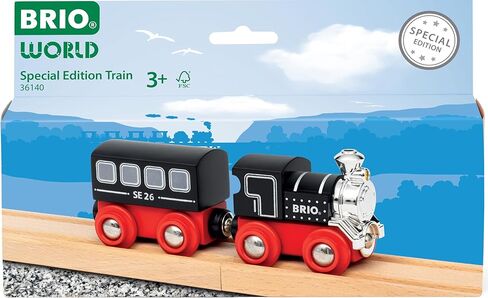قطار BRIO World Special Edition Train 2026 - إصدار محدود من قطعتين قطار بخاري خشبي - تصميم قابل للجمع - يعمل مع جميع مجموعات السكك الحديدية العالمية - للأطفال من سن 3 سنوات فما فوق in Kuwait