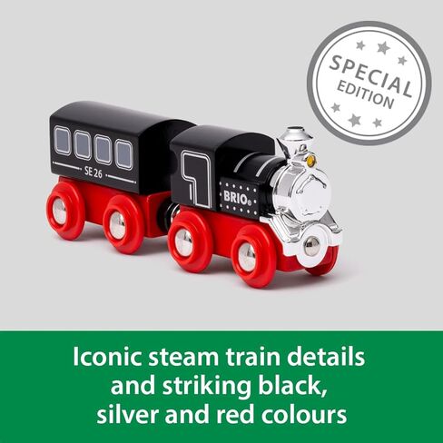 قطار BRIO World Special Edition Train 2026 - إصدار محدود من قطعتين قطار بخاري خشبي - تصميم قابل للجمع - يعمل مع جميع مجموعات السكك الحديدية العالمية - للأطفال من سن 3 سنوات فما فوق in Kuwait