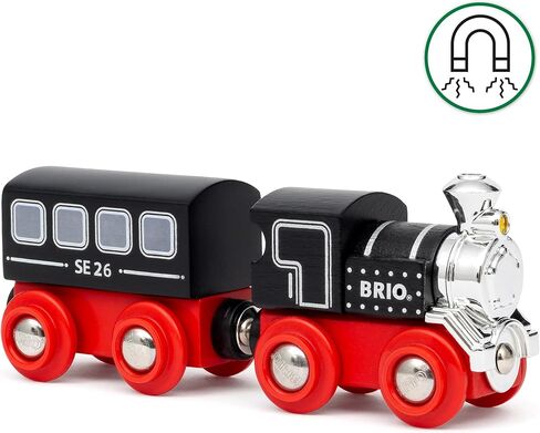 قطار BRIO World Special Edition Train 2026 - إصدار محدود من قطعتين قطار بخاري خشبي - تصميم قابل للجمع - يعمل مع جميع مجموعات السكك الحديدية العالمية - للأطفال من سن 3 سنوات فما فوق in Kuwait