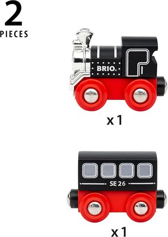 قطار BRIO World Special Edition Train 2026 - إصدار محدود من قطعتين قطار بخاري خشبي - تصميم قابل للجمع - يعمل مع جميع مجموعات السكك الحديدية العالمية - للأطفال من سن 3 سنوات فما فوق in Kuwait