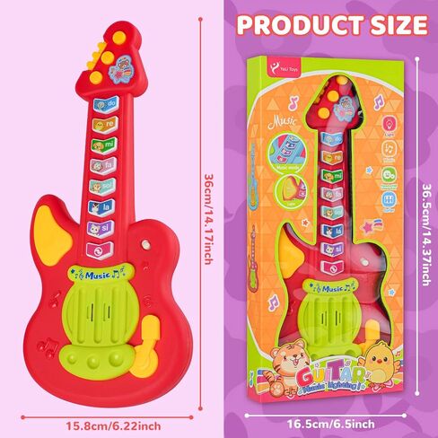 Kids Guitar Toy for 1-3 Year Old Boys Girls,Toddler Musical Toy with Lights,3 Play Modes Music & Animal Sounds,Early Learning Educational Guitar,Birthday Christmas for Baby in Kuwait