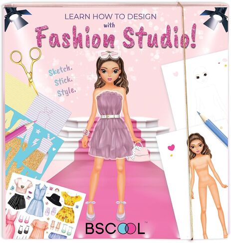 BSCOOL Fashion Studio Drawing, Coloring & Little Designer Creativity Book for Kids 4 and Up with Stickers, Stencils, Textures - Creative Fashion Design Sketchbook for Girls in Saudi Arabia