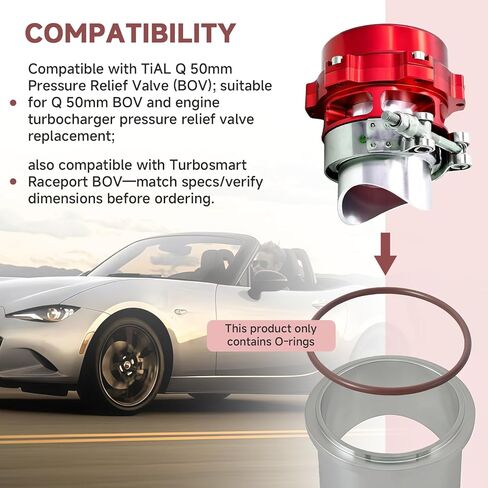 2 حزمة 57 × 2.5 مم سدادة دائرية متوافقة مع TiAL Q 50 مم BOV متوافقة أيضًا مع استبدال صمام تفجير منفذ السباق Turbosmart لنظام تخفيف ضغط الشاحن التوربيني in Kuwait
