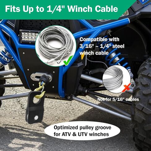8000 lb Winch Snatch Block Pulley (4 Ton) – Heavy Duty Steel Recovery Pulley for ATV UTV Truck Off-Road, Smooth 54 mm Pulley Wheel, Fits 3/16"–1/4" Winch Cable in Kuwait
