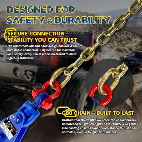 2 Ton Snatch Block with G80 Chain | 3'' Sheave for 3/8" Inch Wire Rope | Pulley Block with Shackle for Heavy Duty Towing and Recovery Equipment | Tow Truck Rollback Wrecker Car Hauler Winch in Kuwait
