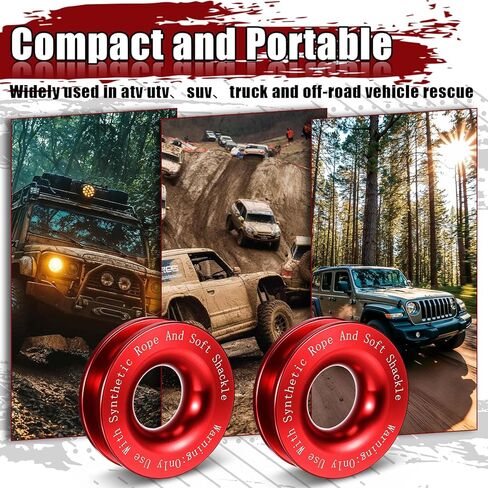 2 قطعة حلقة انتعاش كتلة انتزاع 66000 رطل ونش بكرة لحبل صناعي ناعم متوافق مع ATV UTV SUV شاحنة الطريق الأحمر in Kuwait