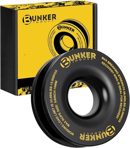 BUNKER INDUST Recovery Ring 66,000 lbs, Winch Snatch Block Pulley Towing Ring for Synthetic Rope & Soft Shackle, Heavy Duty Off-Road Recovery Gear Universal for SUV UTV ATV Truck in Kuwait