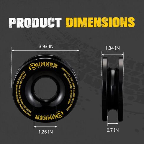 BUNKER INDUST Recovery Ring 66,000 lbs, Winch Snatch Block Pulley Towing Ring for Synthetic Rope & Soft Shackle, Heavy Duty Off-Road Recovery Gear Universal for SUV UTV ATV Truck in Kuwait