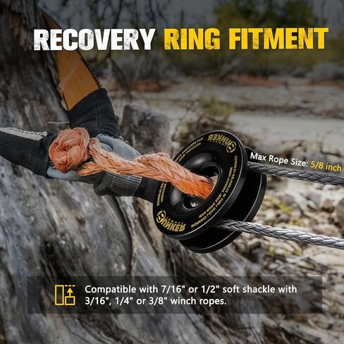 BUNKER INDUST Recovery Ring 66,000 lbs, Winch Snatch Block Pulley Towing Ring for Synthetic Rope & Soft Shackle, Heavy Duty Off-Road Recovery Gear Universal for SUV UTV ATV Truck in Kuwait