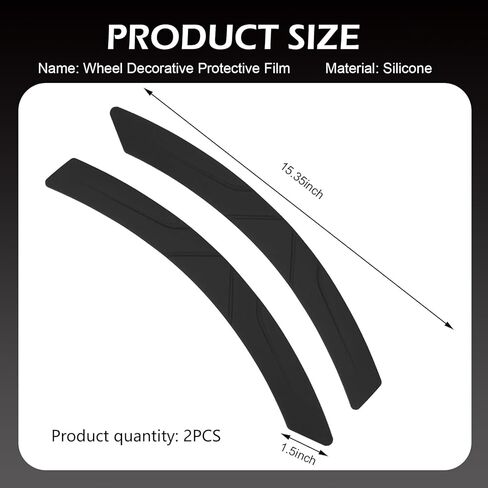 2 PCS Car Wheel Tire Eyebrow Strips, Silicone Anti Collision Fender Protector, 15.75×1.50 inches Bumper Edge Trim Sticker with Rubber Matte Finish, Universal for Most Cars (Black) in Kuwait