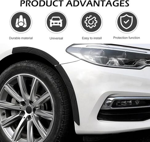 2 PCS Car Wheel Tire Eyebrow Strips, Silicone Anti Collision Fender Protector, 15.75×1.50 inches Bumper Edge Trim Sticker with Rubber Matte Finish, Universal for Most Cars (Black) in Kuwait