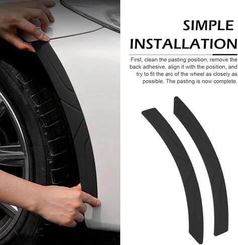 2 PCS Car Wheel Tire Eyebrow Strips, Silicone Anti Collision Fender Protector, 15.75×1.50 inches Bumper Edge Trim Sticker with Rubber Matte Finish, Universal for Most Cars (Black) in Kuwait