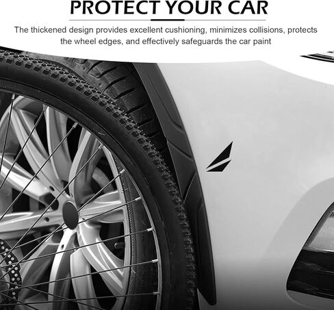 2 PCS Car Wheel Tire Eyebrow Strips, Silicone Anti Collision Fender Protector, 15.75×1.50 inches Bumper Edge Trim Sticker with Rubber Matte Finish, Universal for Most Cars (Black) in Kuwait