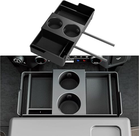 Front Center Seat Headrest Organizer Compatible with 2011-2026 Ford F150 F250 F350 F450 F550 F650 Cup Holder Coin Container Storage Box with Silicone Pads Accessories (Jump Seat Console Only) in Kuwait