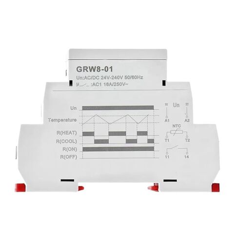 1 قطعة GRW8 Din السكك الحديدية التحكم في درجة الحرارة التتابع 16A واسعة النطاق الجهد التيار المتناوب/DC24-240V مع مستشعر مقاوم للماء in Kuwait