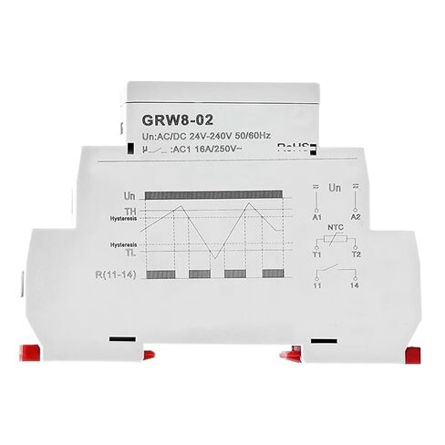 1 قطعة GRW8 Din السكك الحديدية التحكم في درجة الحرارة التتابع 16A واسعة النطاق الجهد التيار المتناوب/DC24-240V مع مستشعر مقاوم للماء in Kuwait