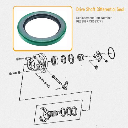 الختم التفاضلي لعمود المحرك البديل RE33887، CR533771 يناسب John Deere 670D، 672G، 624H، 870G، RE151971، 872G، 772G in Kuwait