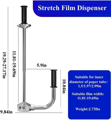 Stretch Film Dispenser with Cutter & Gloves, Heavy Duty Stainless Steel Stretch Wrap Dispenser for 12-20 Inch Rolls, Manual Pallet Wrapping Tool for Shipping, Moving, and Industrial Packing in Kuwait