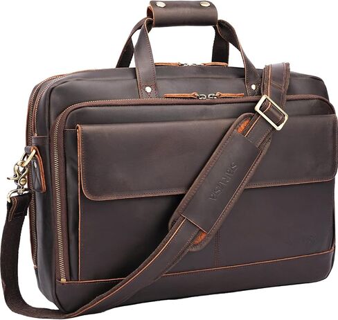 STAR VISTA Matteo Pro 18" Laptop Messenger Bag, Full Grain Leather Briefcase for Men, YKK Zippers, Fits 17.3" Laptop in Kuwait