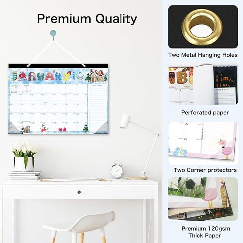 2026-2027 Desk Calendar - 18 Month Desk Calendar 2026-2027, Jul 2026 - Dec 2027, 17" x 12", Large Monthly Desktop Calendar with Daily Blocks, Thick Paper, Corner Protectors (2 Stickers Included) in Kuwait