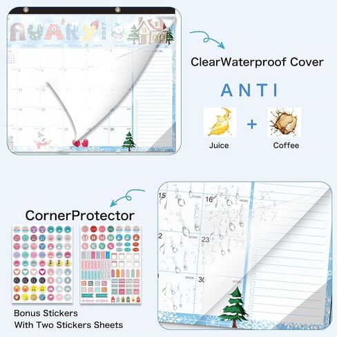 2026-2027 Desk Calendar - 18 Month Desk Calendar 2026-2027, Jul 2026 - Dec 2027, 17" x 12", Large Monthly Desktop Calendar with Daily Blocks, Thick Paper, Corner Protectors (2 Stickers Included) in Kuwait