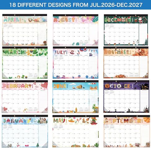 2026-2027 Desk Calendar - 18 Month Desk Calendar 2026-2027, Jul 2026 - Dec 2027, 17" x 12", Large Monthly Desktop Calendar with Daily Blocks, Thick Paper, Corner Protectors (2 Stickers Included) in Kuwait