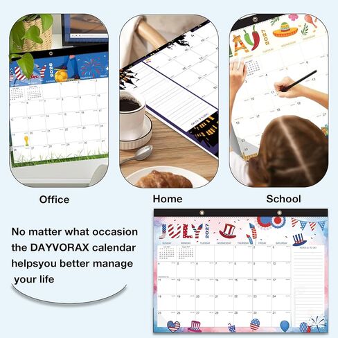 2026-2027 Desk Calendar - 18 Month Desk Calendar 2026-2027, Jul 2026 - Dec 2027, 17" x 12", Large Monthly Desktop Calendar with Daily Blocks, Thick Paper, Corner Protectors (2 Stickers Included) in Kuwait