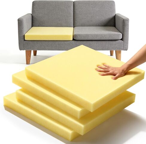 4 عبوات من وسائد الأريكة مقاس 2 × 20 × 20 بوصة، وسائد إسفنجية تنجيد عالية الكثافة، قطع DIY بحجم إسفنج مربع أصفر لكرسي الطعام، واستبدال وسادة مقعد الأريكة والكراسي المتحركة، وبطانة إسفنجية للكرسي in Kuwait